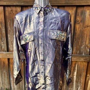 Vintage Helene Sidel Metallic Top M/L